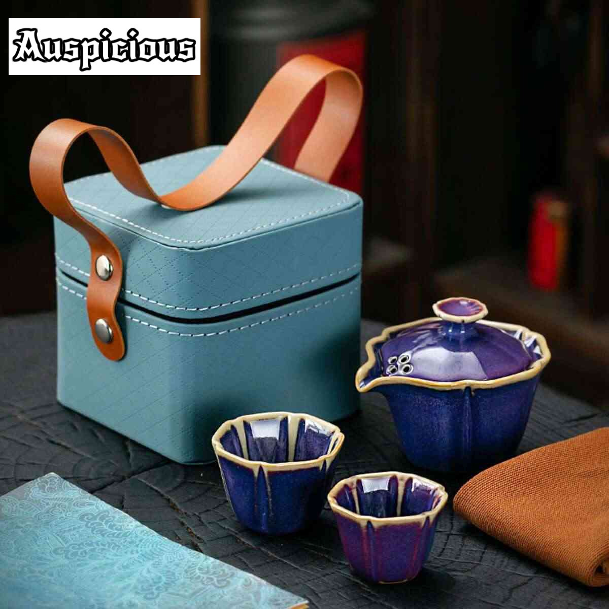 Celadon Ceramic Cup - Jun Ofen Celadon Handgriff-Topf, tragbares Reise-Teeset-Set,