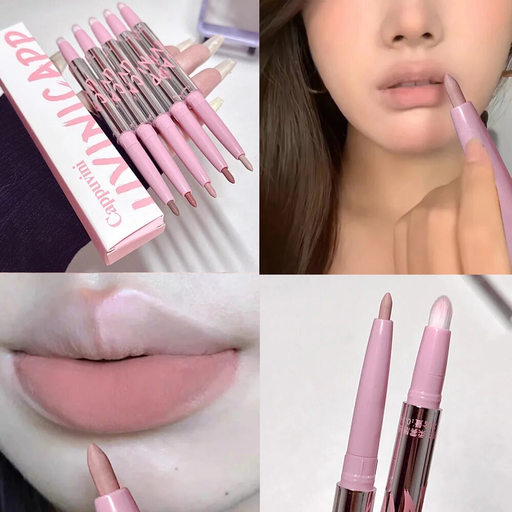 Lip Tint Korean - Nude Lip Liner mit Lippenpinsel Cappuvini
