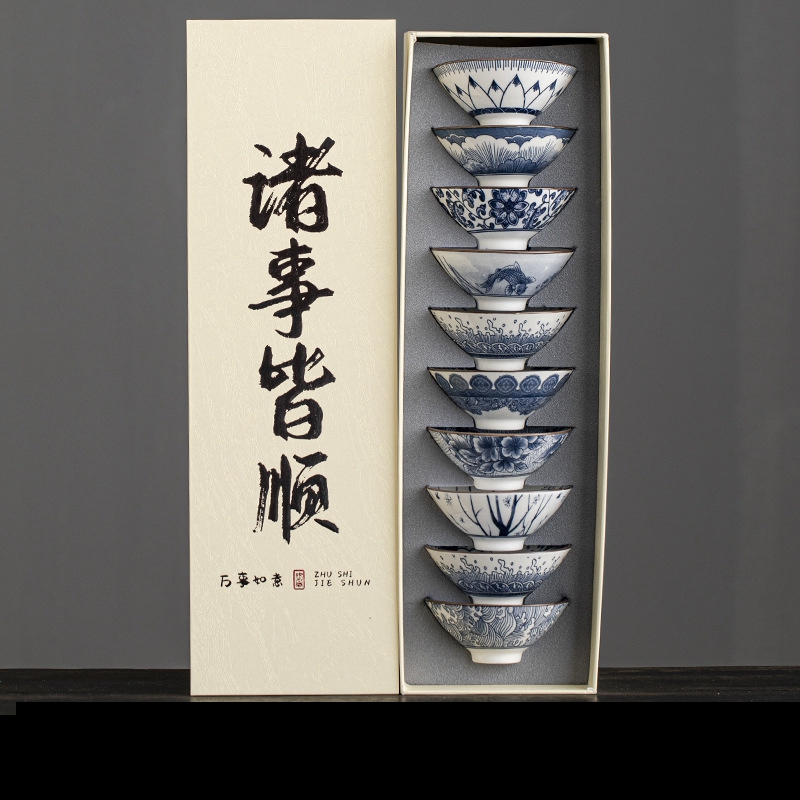 10 Stück/Box Blau-Weiße Porzel – Celadon Ceramic Cup Bewertung und Preis