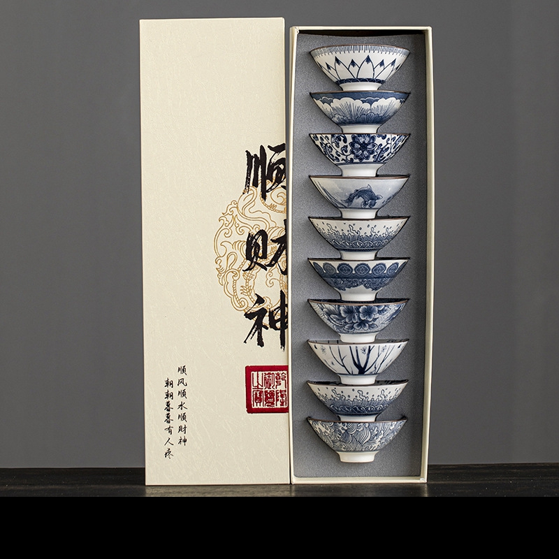 10 Stück/Box Blau-Weiße Porzel – Celadon Ceramic Cup Bewertung und Preis